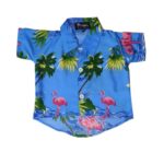 Hawaiian Dog Shirt 'FLAMINGO AQUA'