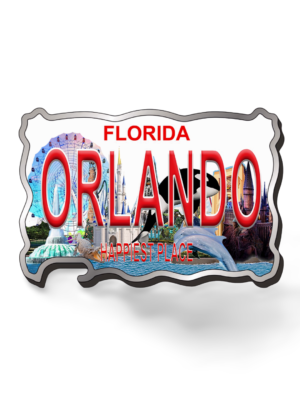 Florida Magnet Bottle Opener (Metal) - "Orlando Happiest Place"