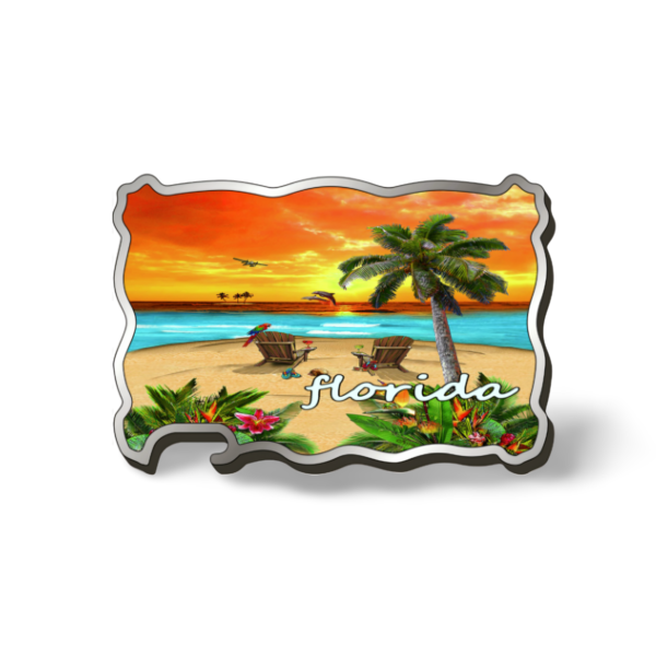 Florida Magnet Bottle Opener (Metal) - "Sunset Beach"