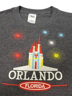 Embroidery T-shirt Orlando Castle Charcoal Heather