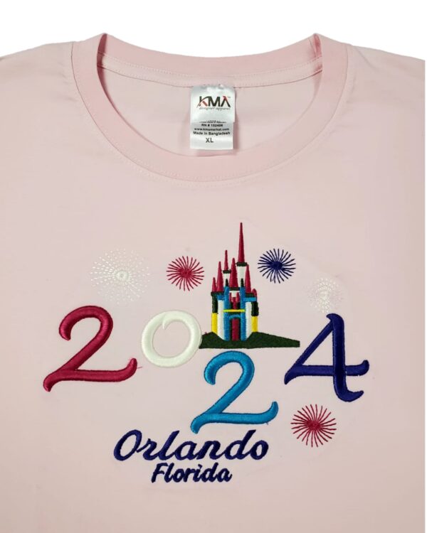 Embroidery T-shirt Orlando 2024 Castle Pink