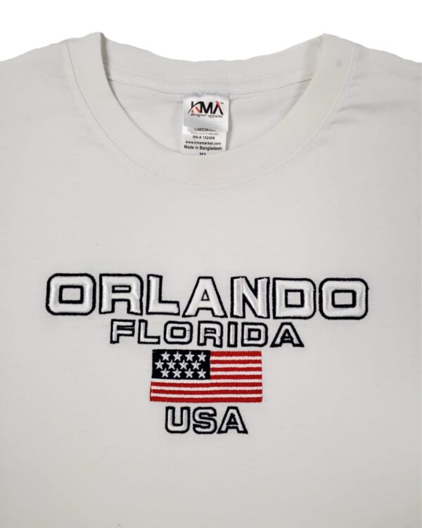 Embroidery T-shirt Orlando USA White