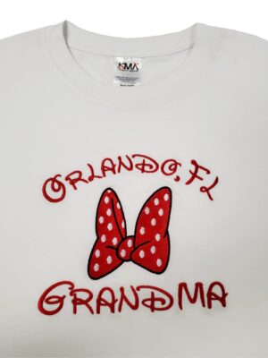 Embroidery T-shirt Orlando Bow Grandma White