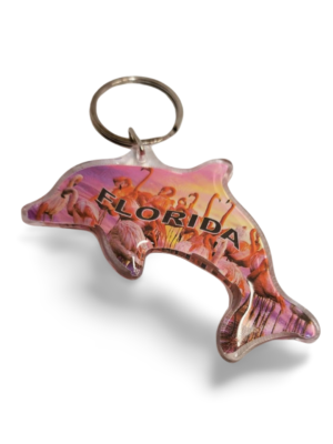 Florida Acrylic Key Chain - "Flamingo Dolphin"