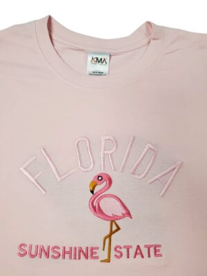 Embroidery T-shirt Florida 2 Flamingo Pink