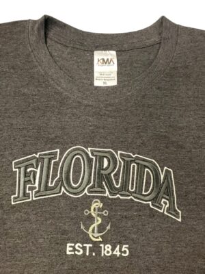 Embroidery T-shirt Florida Anchor Charcoal Heather