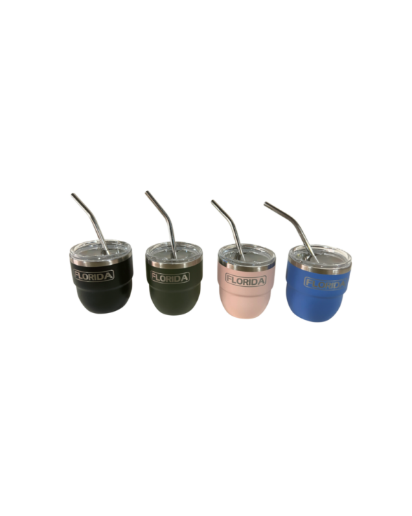 4oz Florida Stainless Steel Vacuum Mini Tumbler Coffee Cup/Shot Glass with Lid and Straw, Hot & Cold.