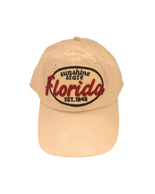 Florida 100% Cotton Cap – “Sunshine State Florida EST. 1845” (Beige, Black, Grey, Khaki)