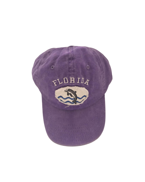 Florida 100% Cotton Cap – “Dolphin” (Burgundy, Olive, Black, Purple)