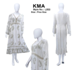 White Lurex Maxi Dress – Boho Ethnic V-Neck Gown with Paisley Print