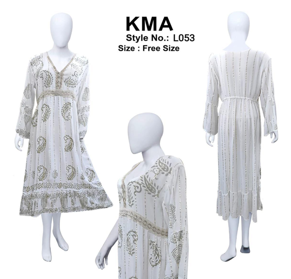 White Lurex Maxi Dress – Boho Ethnic V-Neck Gown with Paisley Print