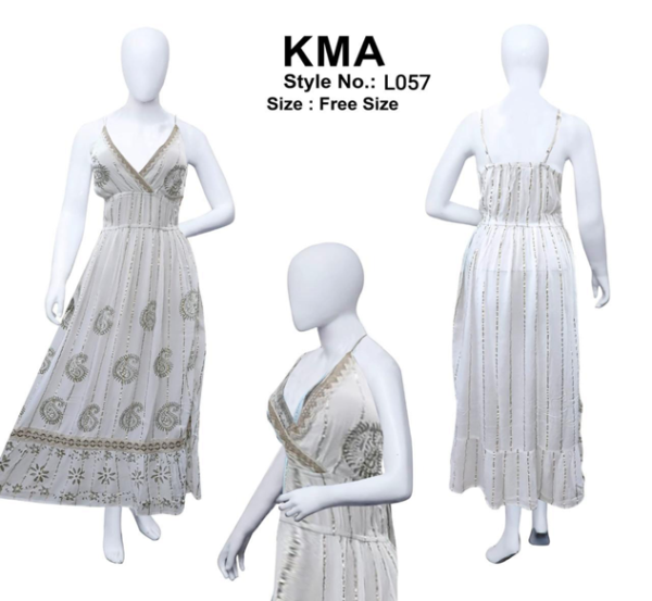 Ivory Lurex Maxi Dress – Boho Spaghetti Strap Paisley Gown