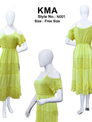 Lime Yellow Lace Dress – Boho Cold Shoulder Tiered Midi Gown