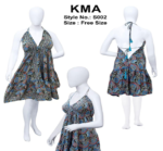Blue Multicolor Paisley Halter Mini with Open Back