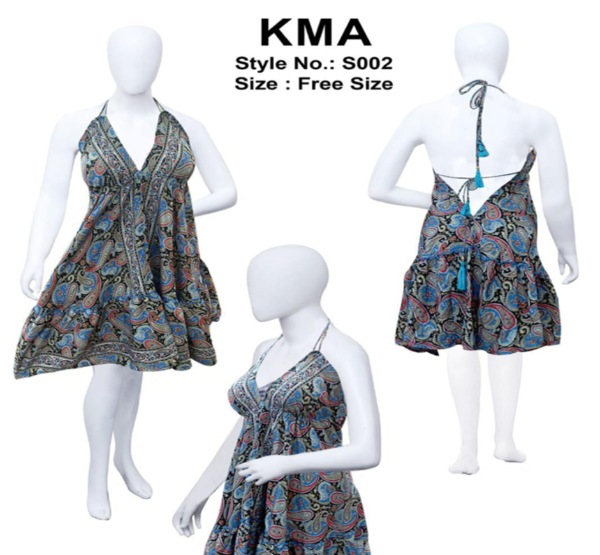 Blue Multicolor Paisley Halter Mini with Open Back