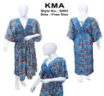 Blue Paisley V-Neck Kaftan Style with Waist Tie