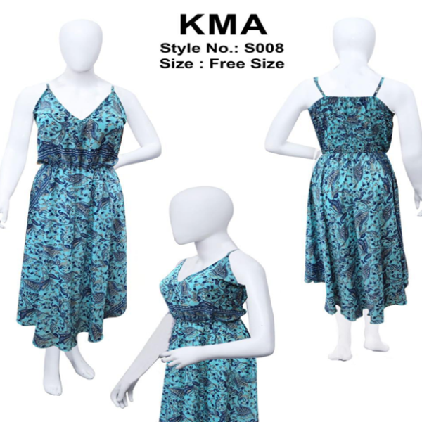 Sky Blue Paisley Sleeveless Dress with Smocked Back