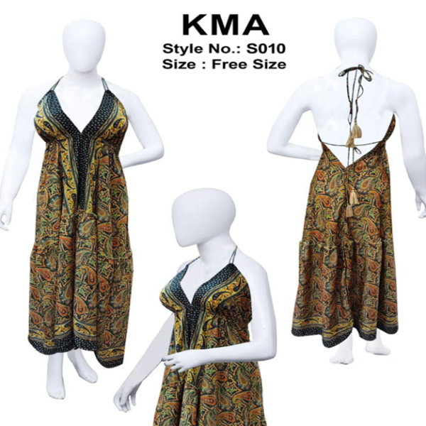 Bohemian Halter Maxi in Mustard and Black Paisley Print