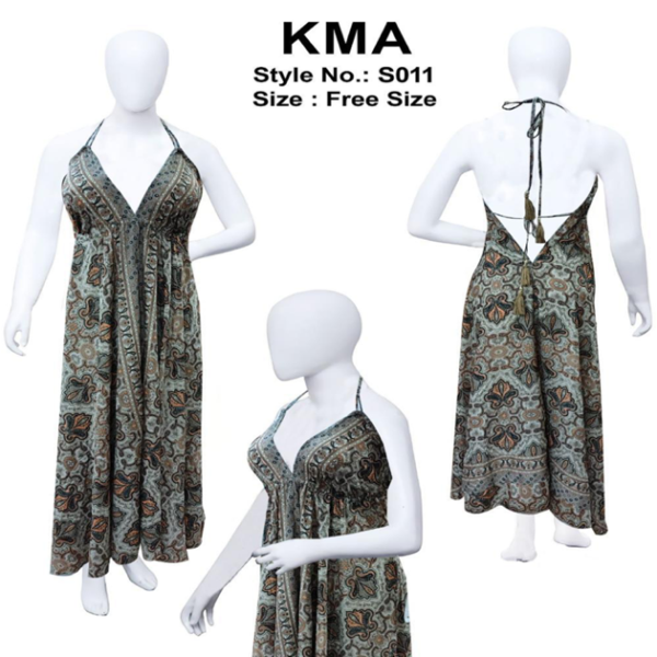 Halter Neck Boho Maxi with Earthy Floral Motif