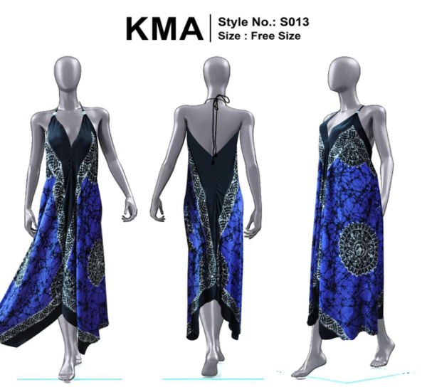 Midnight Blue Halter V-Neck Asymmetrical Hem Maxi