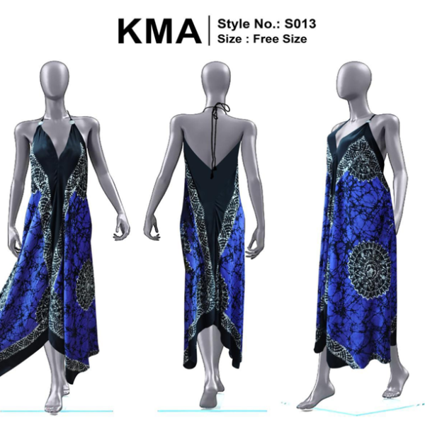 Midnight Blue Halter V-Neck Asymmetrical Hem Maxi