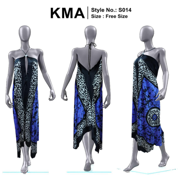 Midnight Blue Strapless Keyhole Maxi with Tribal Accents