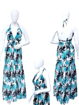 Adjustable Waist - Halter Long Maxi Ladies Hawaiian Dress Prepack