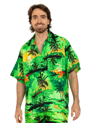 Men's Hawaiian Shirt 'GREEN PALM BLACK'